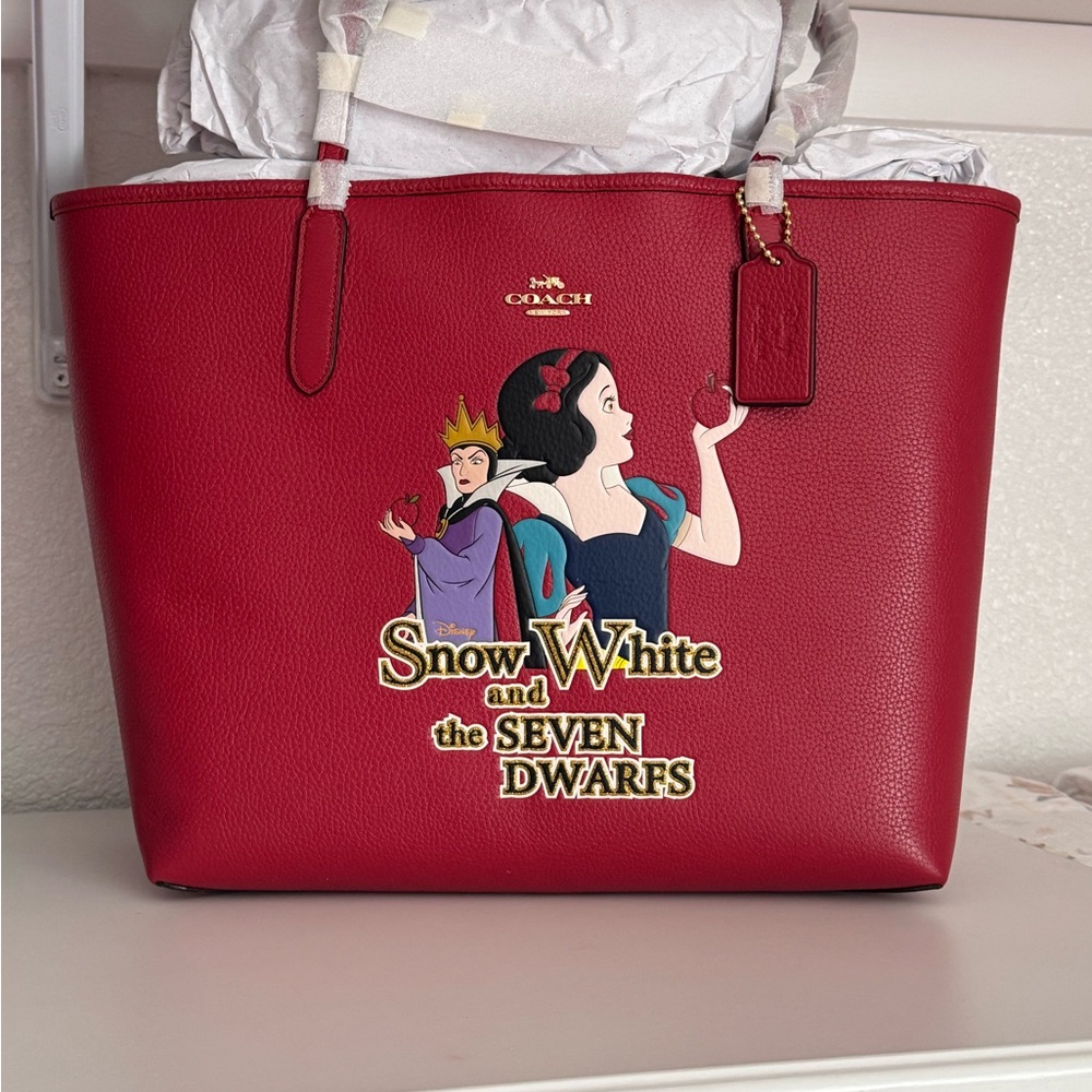 Coach Red Snow White Tote